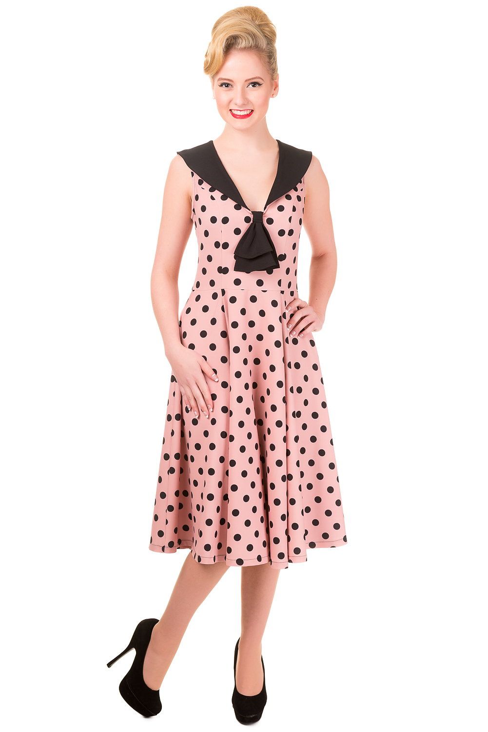 Banned Vintage Pink Polka Dot Rival Dress Rockabilly Dresse