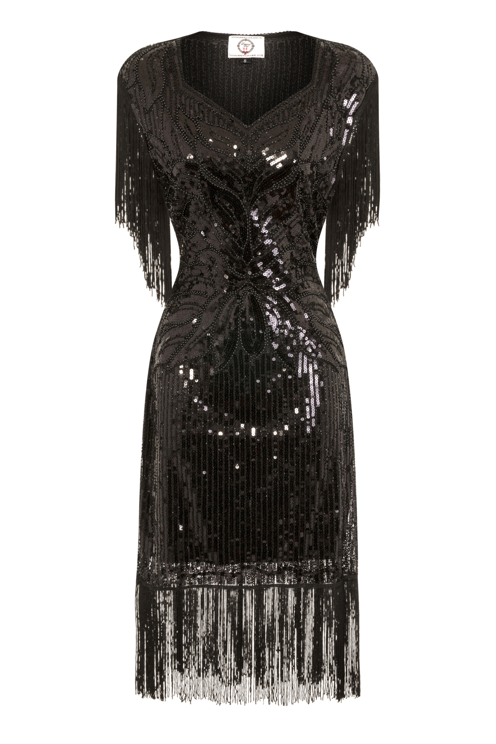 black fringe dress 1920s