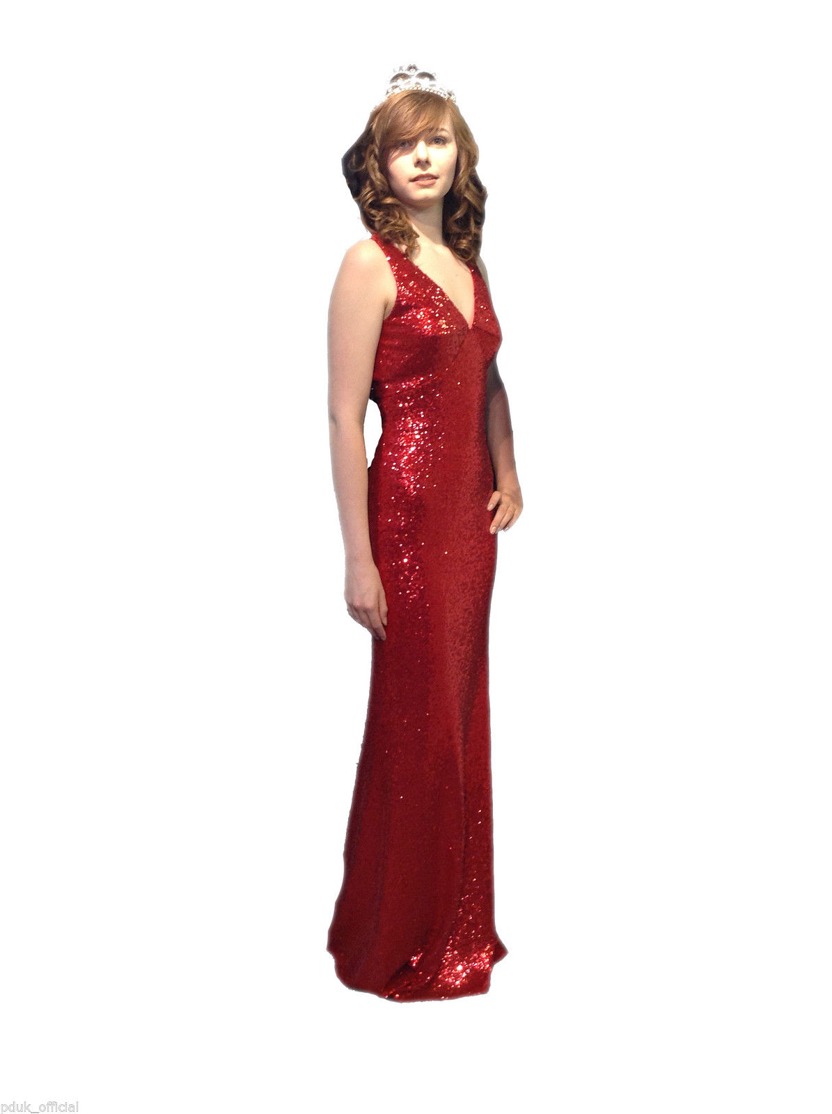 red sequin fishtail dress