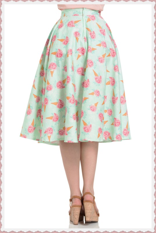 50s Amy Floral Ice Cream Skirt In Mint | Free UK P&P
