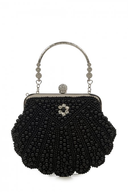 Banned Retro 20s Eleanor Black Beaded Handbag