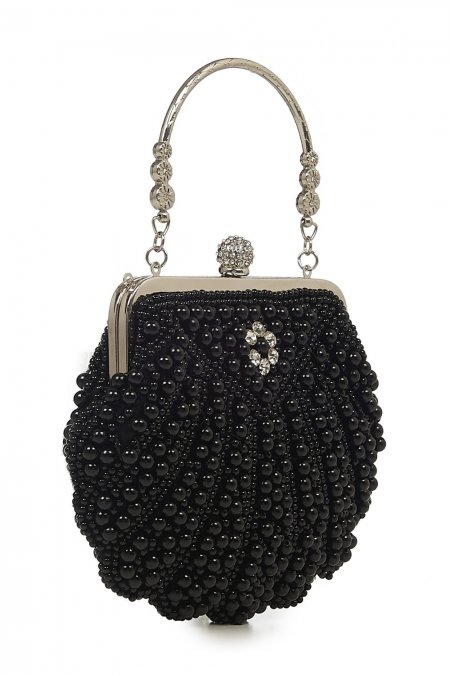 Banned Retro 20s Eleanor Black Beaded Handbag