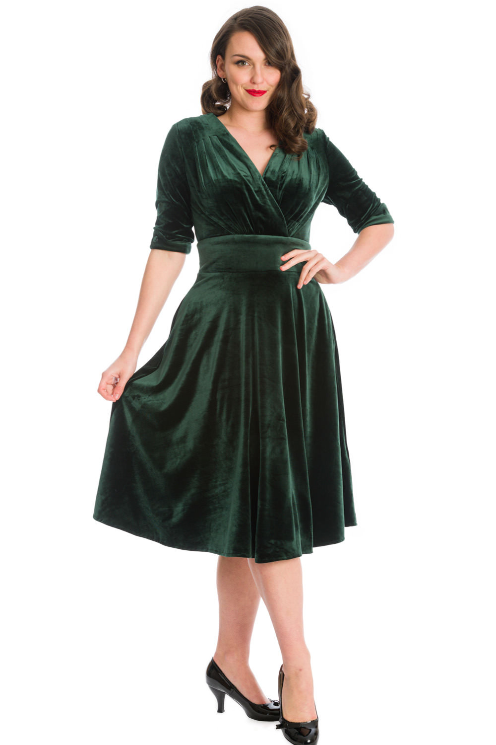 Banned Retro 50s Date Night Fit And Flare Dress In Green