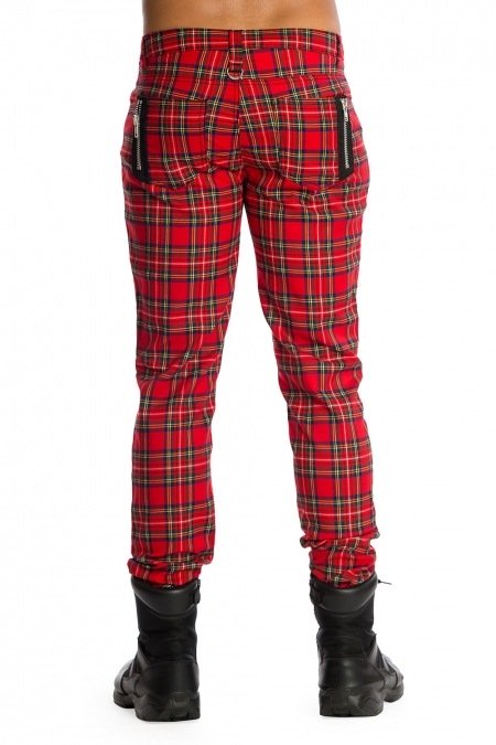 Banned Retro Sid Red Tartan Check Trousers