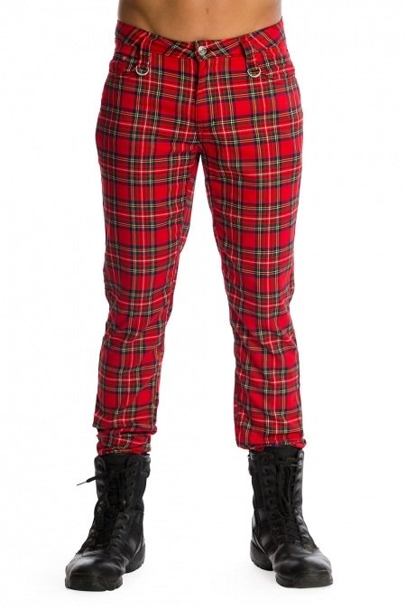 Banned Retro Sid Red Tartan Check Trousers