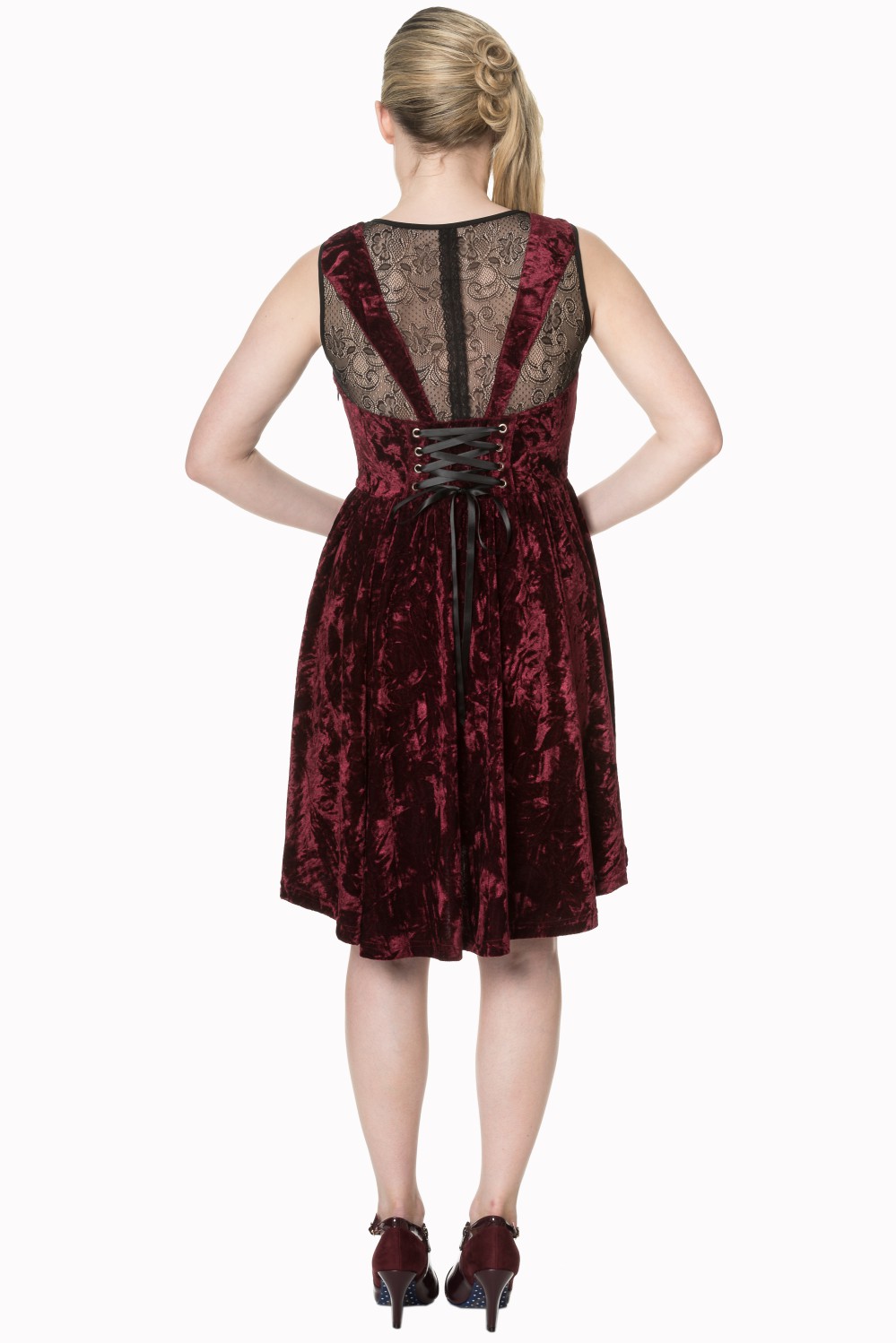 Banned Shadow Angel Velvet Burgundy Dress