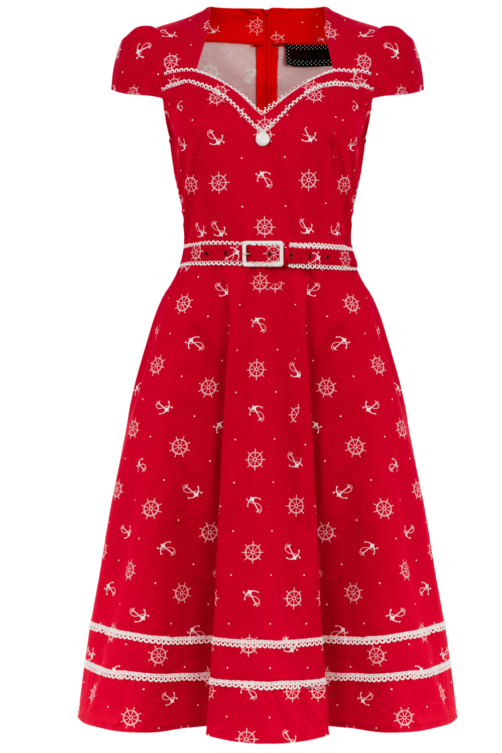 Voodoo Vixen Red Nautical Rockabilly Dress