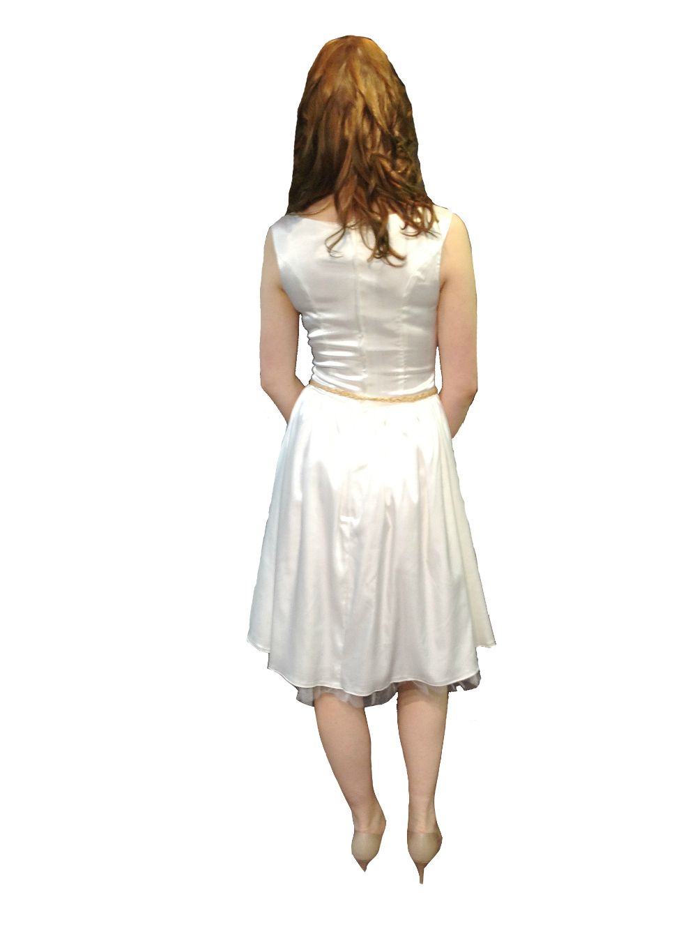 PDUK Audrey Ivory Satin 1950s Prom Dress