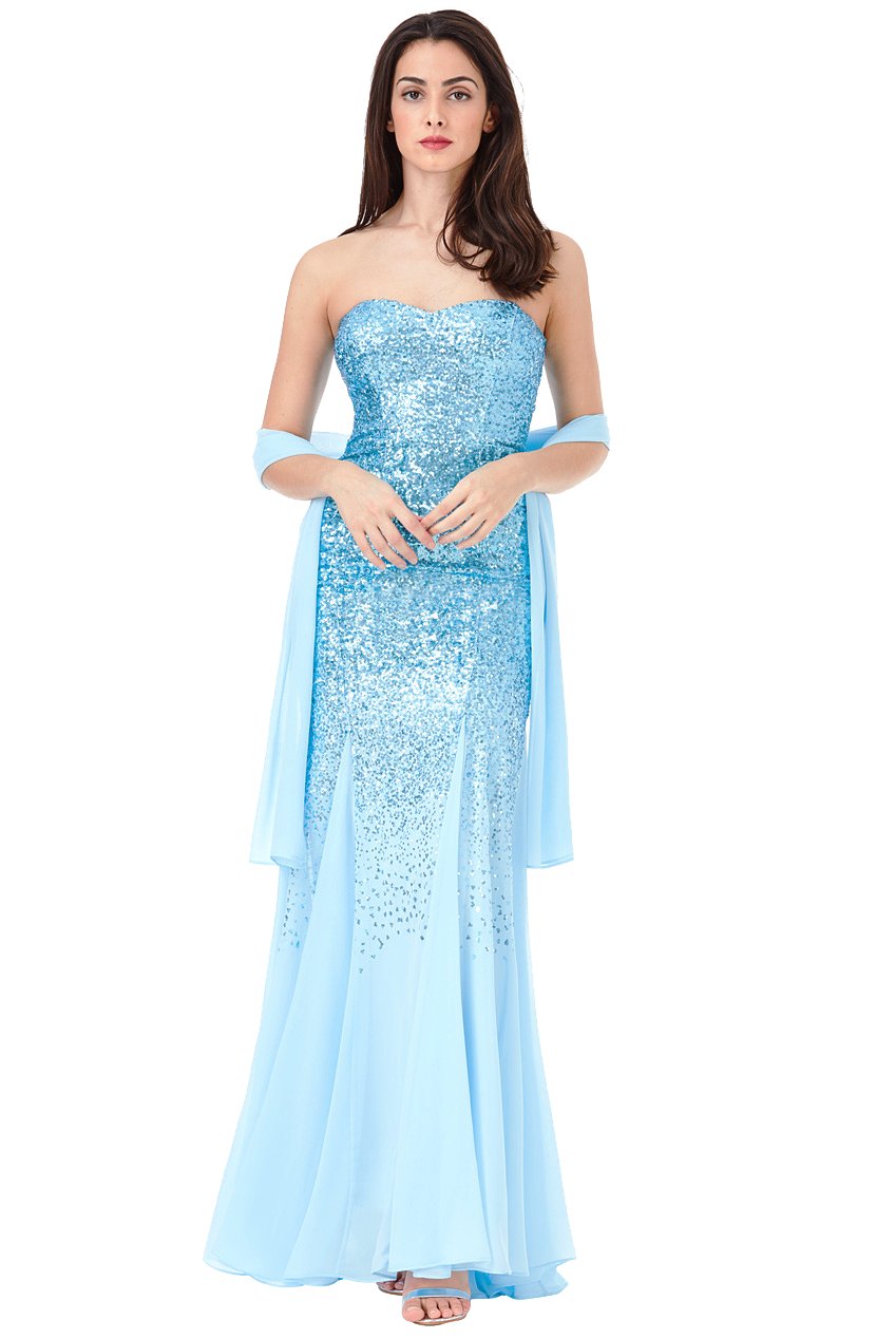 Azalea Blue Maxi Sequin Prom Dress