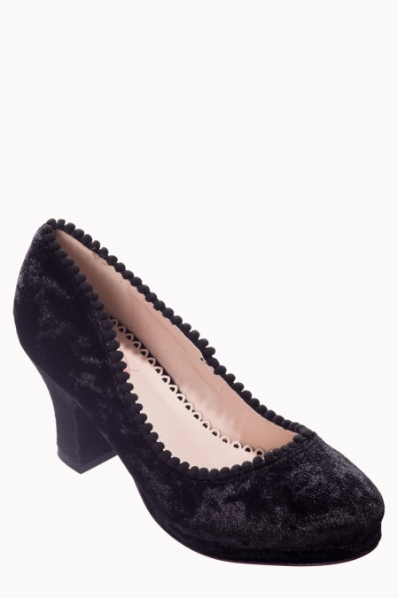 Banned Honey Hush Black Velvet Shoes