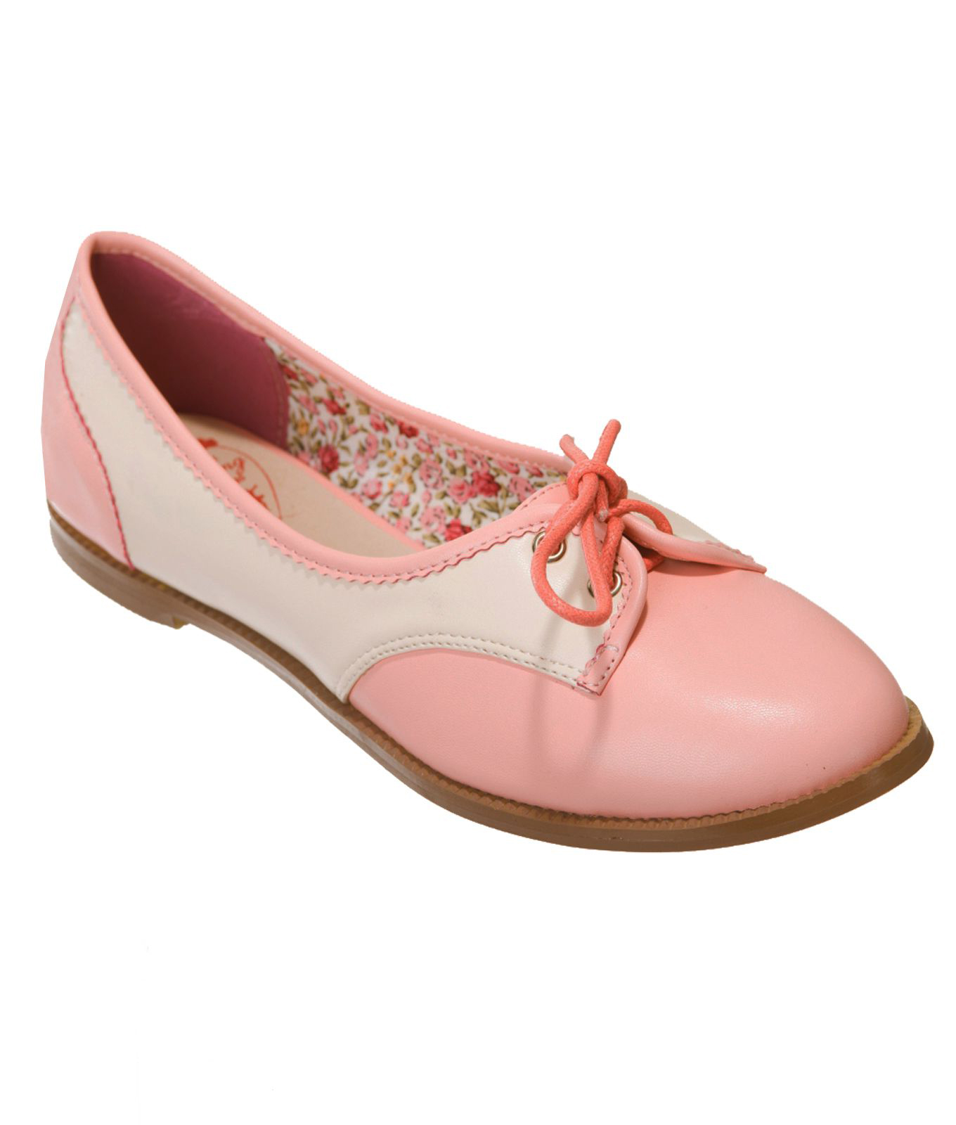 Banned Retro 50s Rockabilly Pink Cream Flats