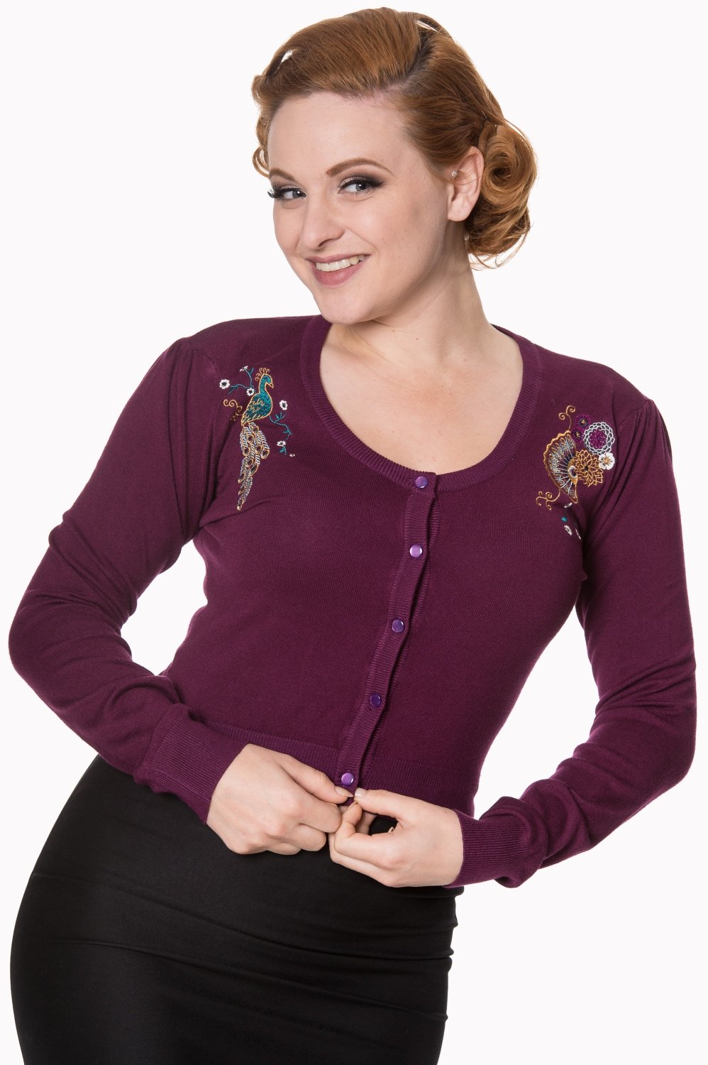 Aubergine Stand Out From The Crowd Peacock Cardigan