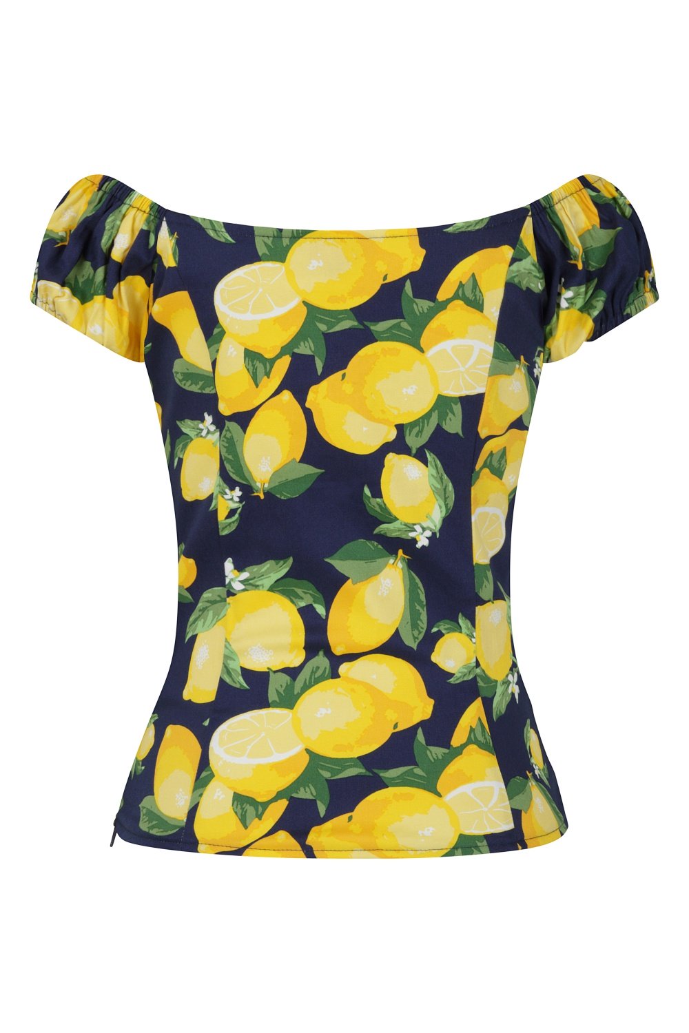 Banned Retro 50s Lemon Rockabilly Top In Navy