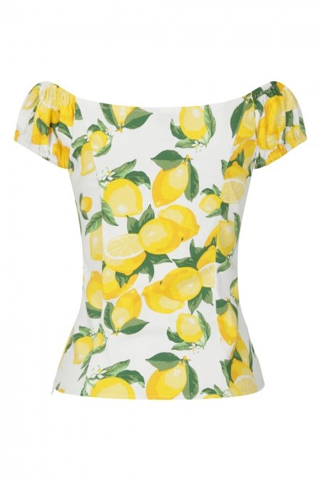 Banned Retro 50s Lemon Rockabilly Top In White