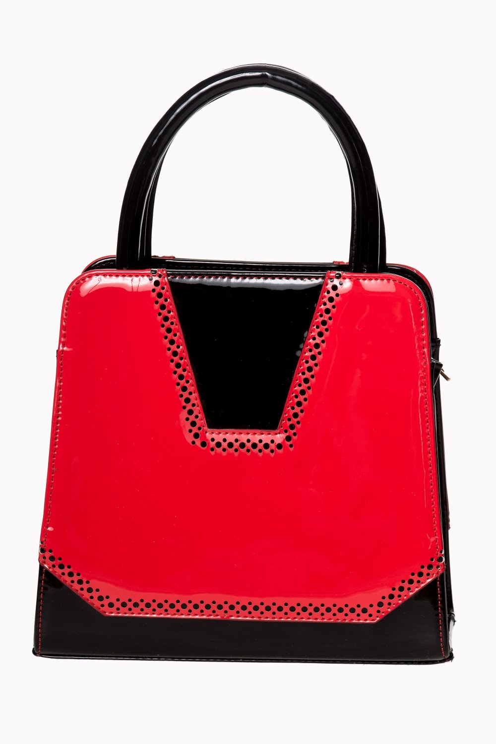 Luxurious 50s Red Black Patent Rockabilly Tote Bag