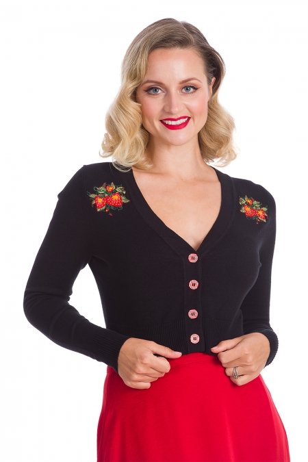 Banned Retro 50s Rockabilly Strawberry Fields Cropped Cardigan