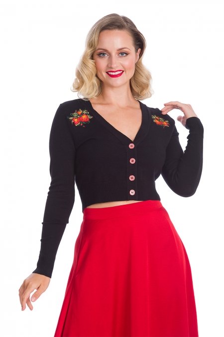 Banned Retro 50s Rockabilly Strawberry Fields Cropped Cardigan