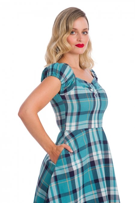 Banned Retro 50s Treat Me Fit And Flare Swing Blue Dress