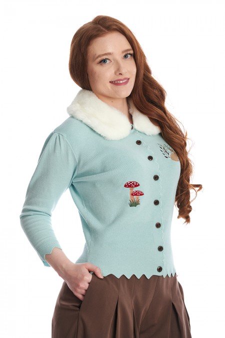 Banned Retro Woodland Hippie Cardigan In Mint Blue | UK Stockist