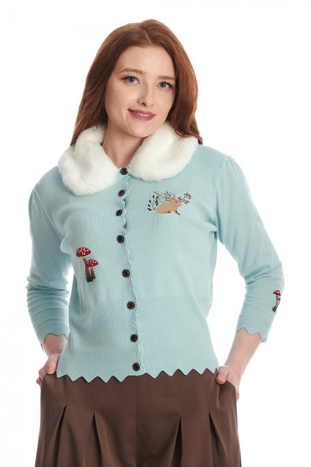 Banned Retro Woodland Hippie Cardigan In Mint Blue | UK Stockist