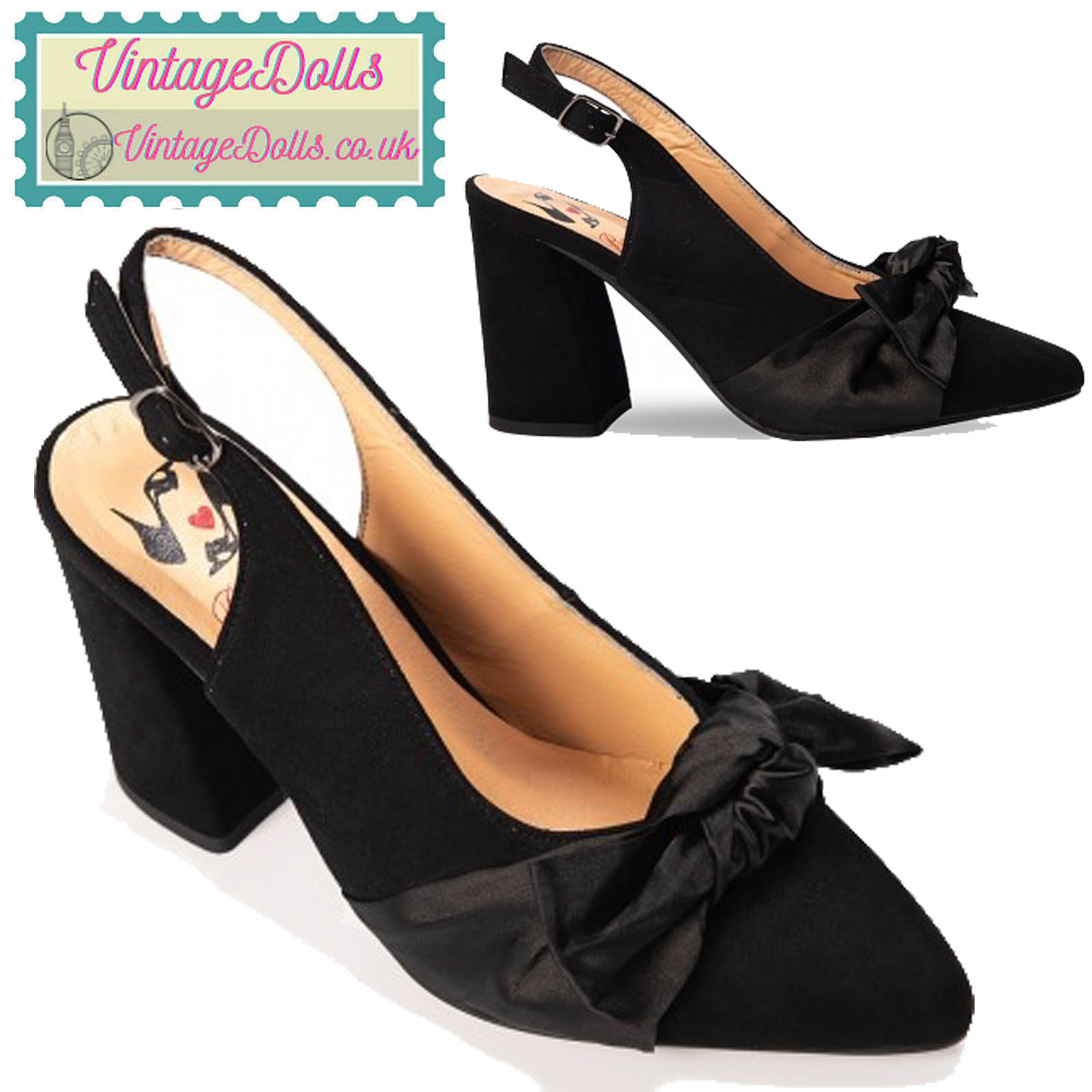 Banned Retro Yoora Black 60s Slingback Shoes