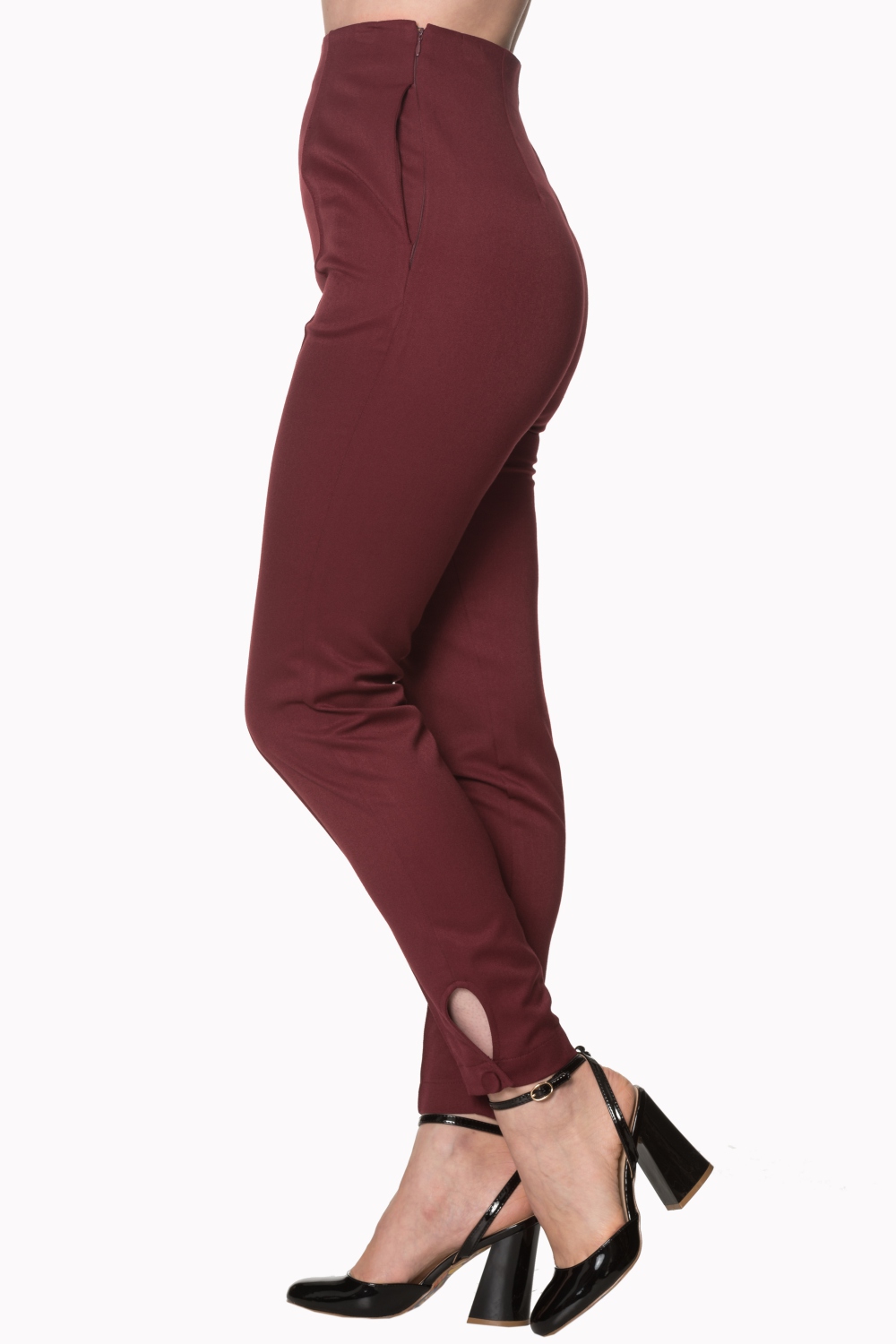 Banned Retro Tempting Fate Burgundy 50s Trousers