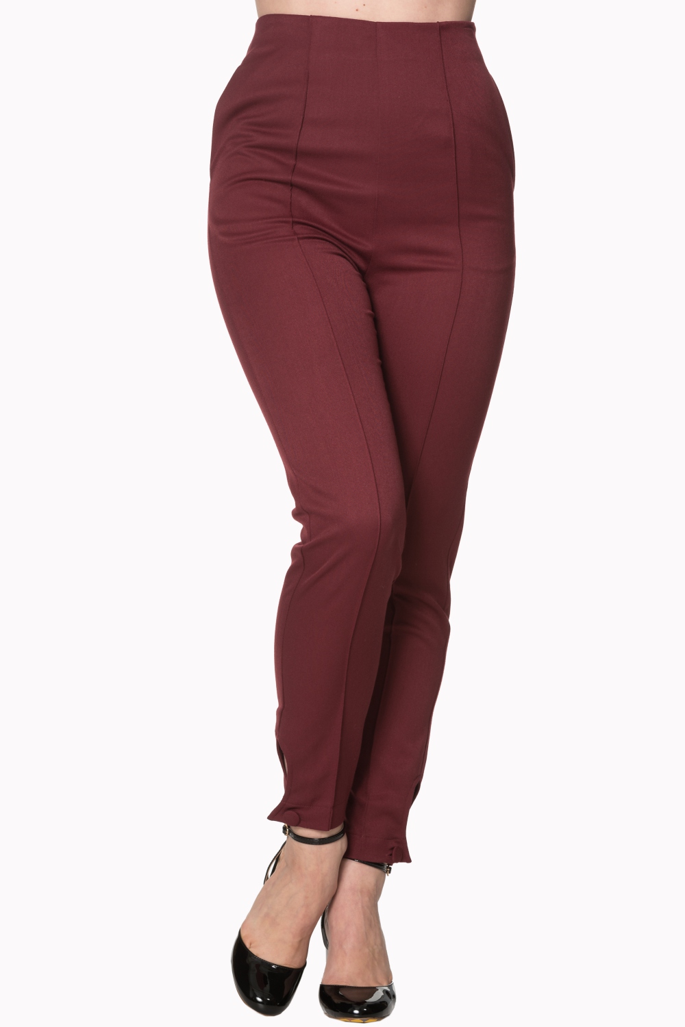 Banned Retro Tempting Fate Burgundy 50s Trousers