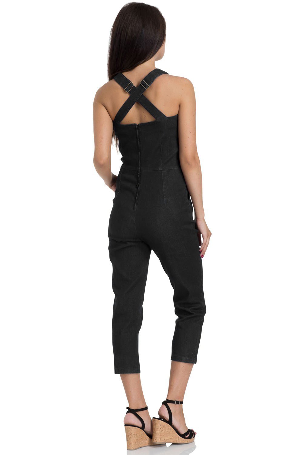 50s Connie Capri Overalls In Black Denim