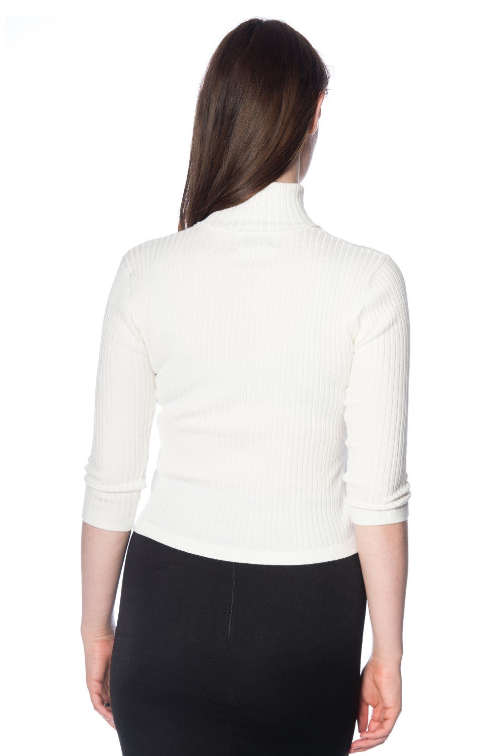 Banned Retro 60s Cream Louise Turtleneck Knit Top