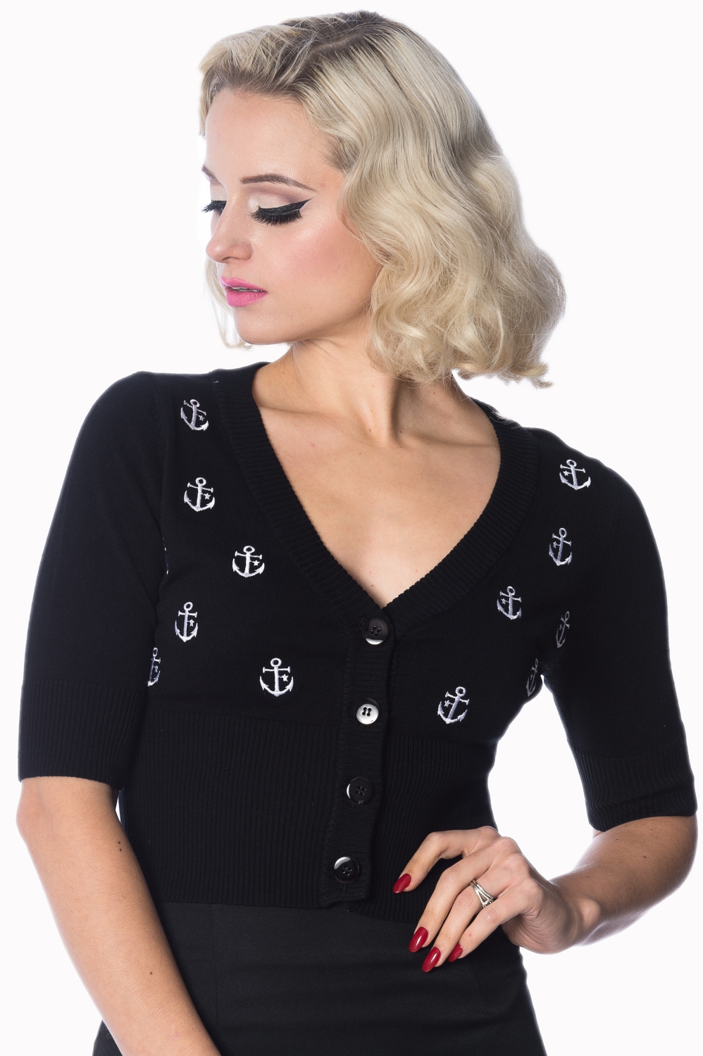 50s Set Sail Cardigan In Black