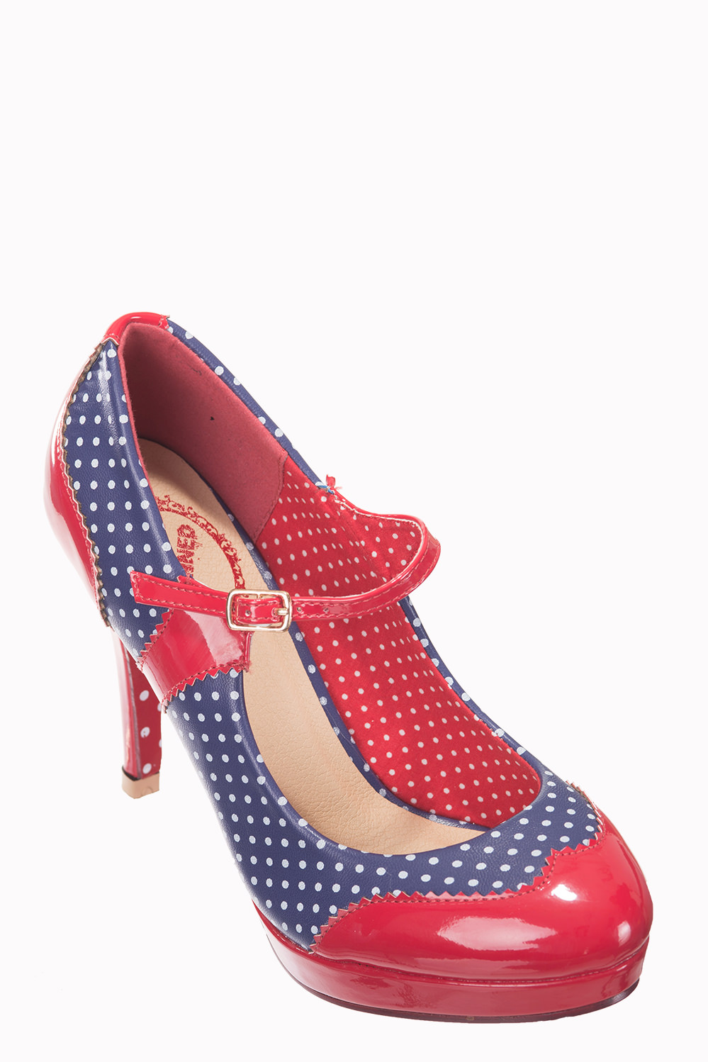 Dancing Days Mary Jane Navy Red 50s Polka Dot Shoes