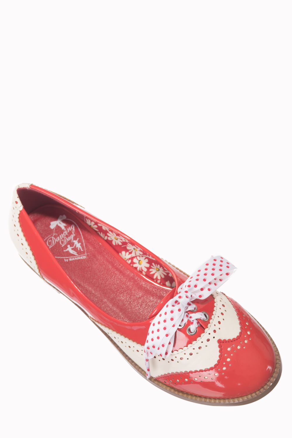 Dancing Days Milana 60s Brogue Red Cream Shoes