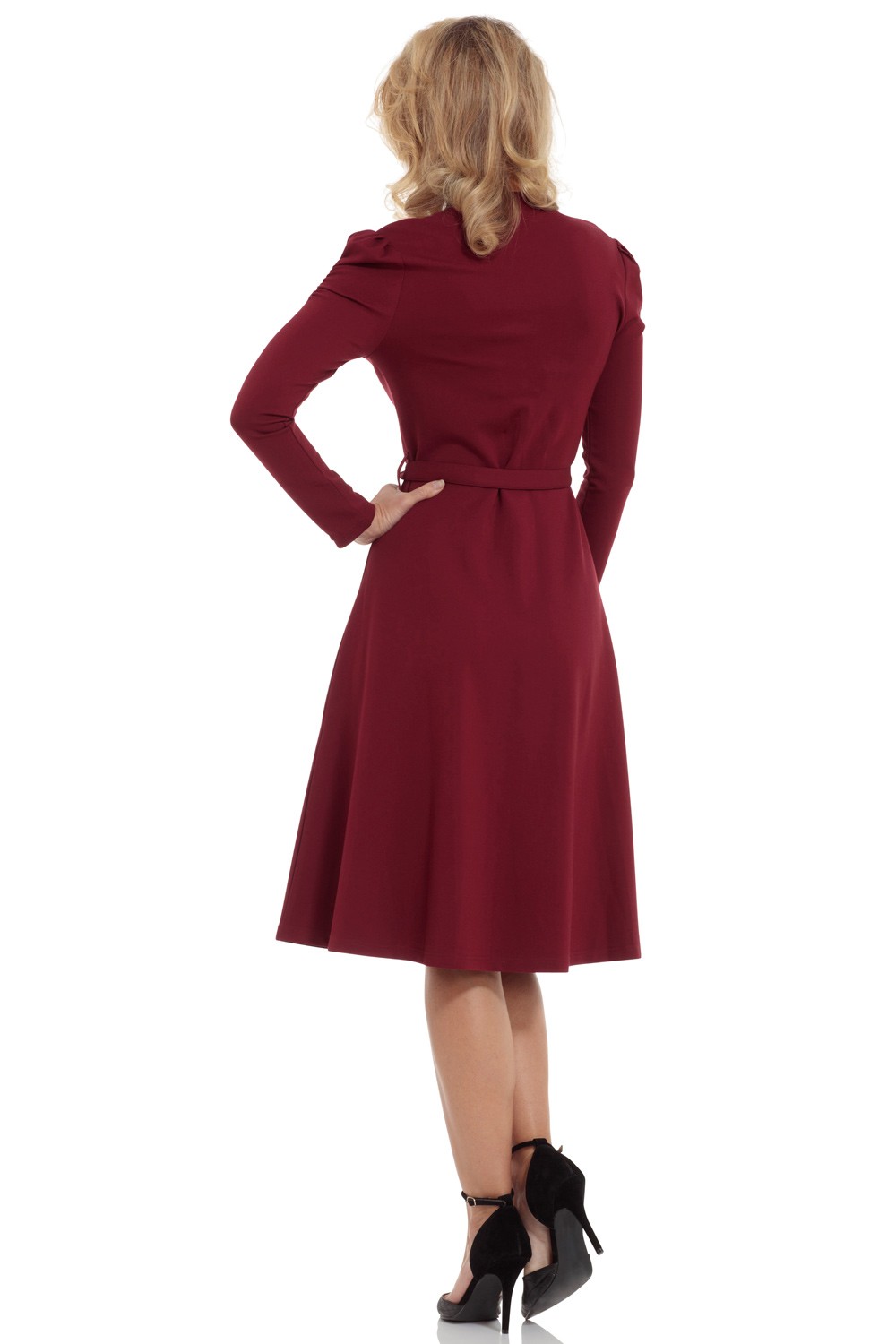 Vixen Burgundy Red Dita 1950s Swing Dress