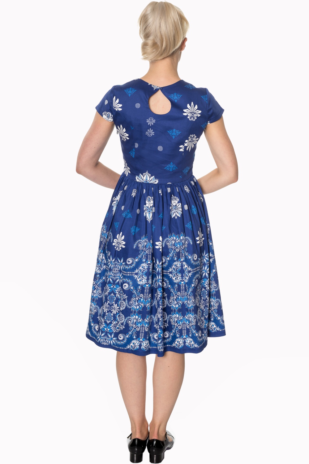 Dancing Days Follow You Blue 1950s Swing Dress