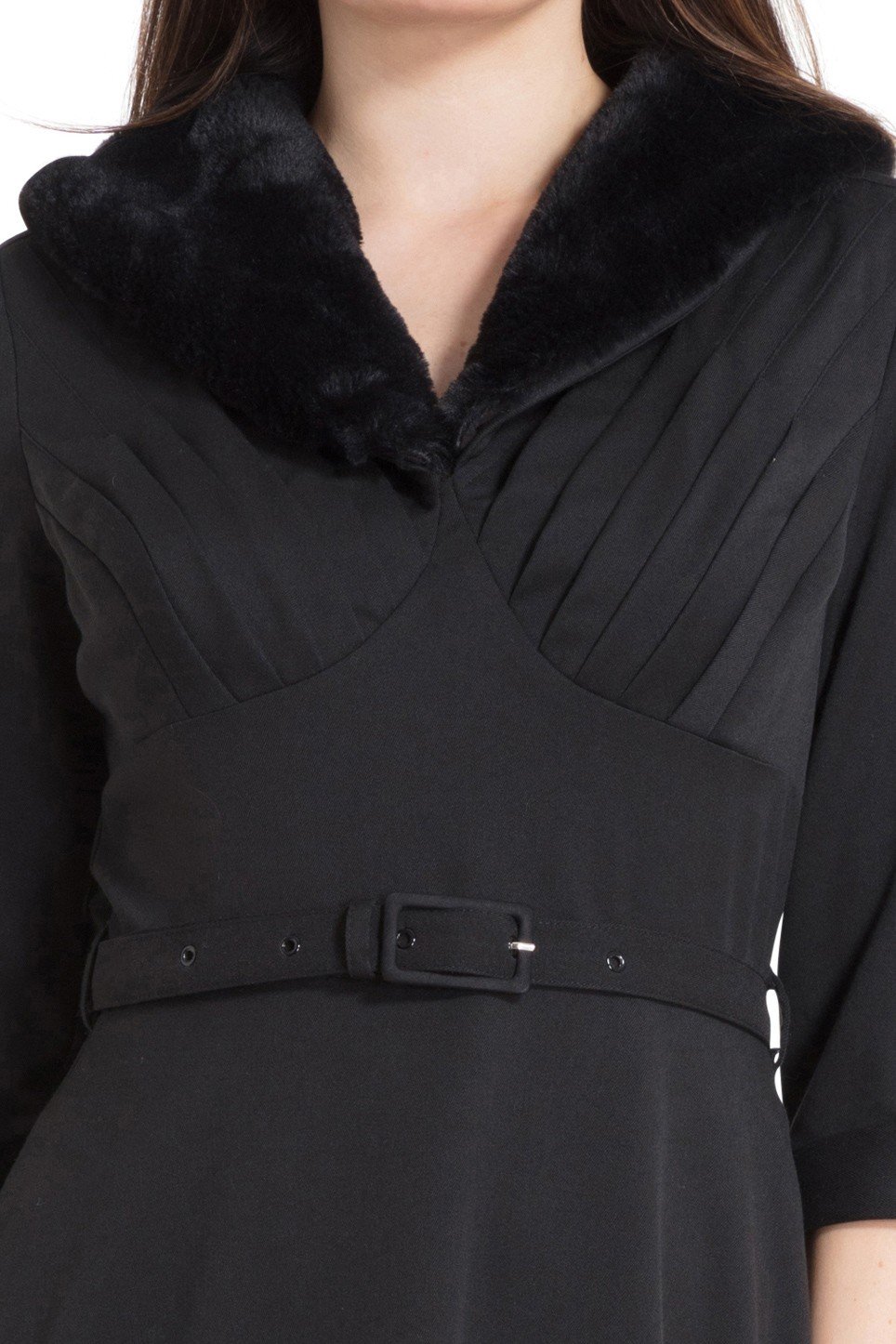 40s Lia Faux Fur Dress In Black