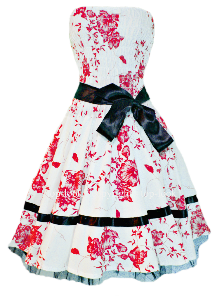 Red Floral Summer Prom Dress