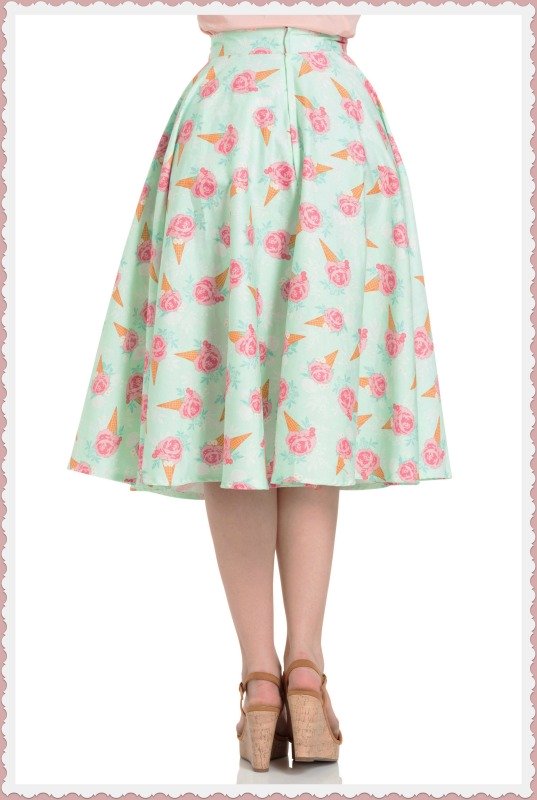 50s Amy Floral Ice Cream Skirt In Mint