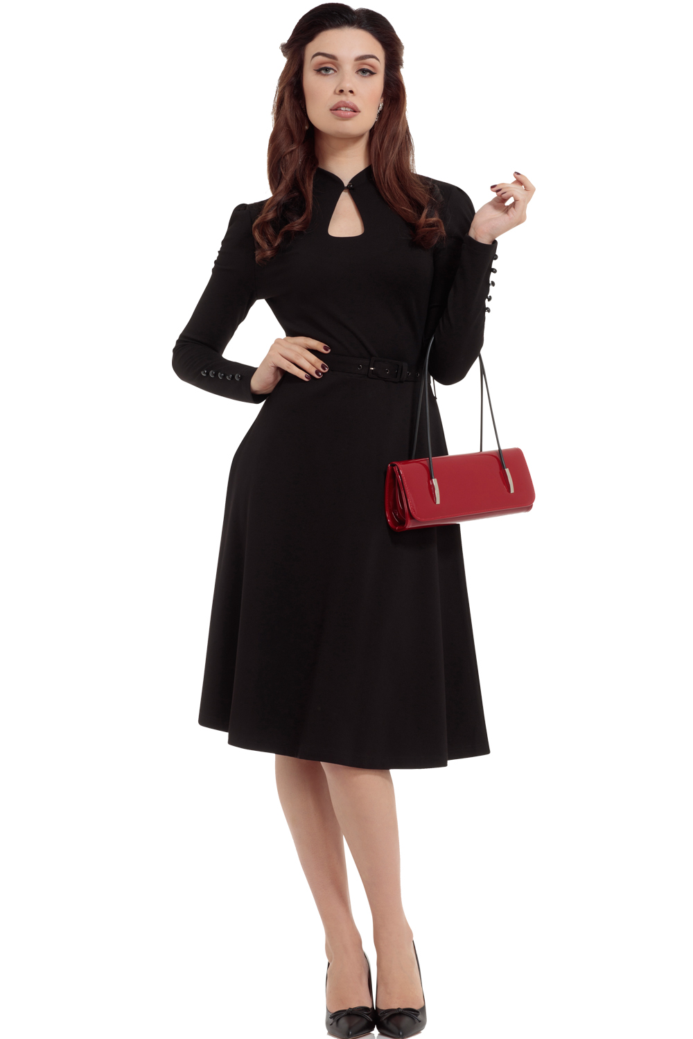 Voodoo Vixen Black Dita 1950s Swing Dress