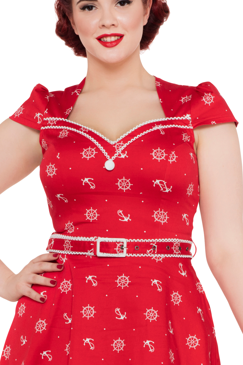 Voodoo Vixen Red Nautical Rockabilly Dress