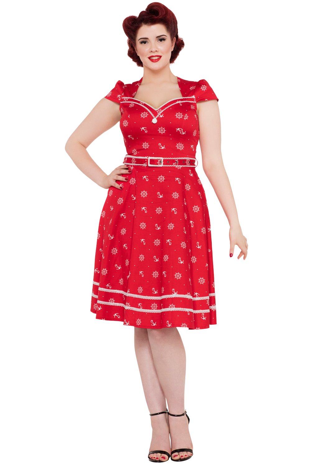 Voodoo Vixen Red Nautical Rockabilly Dress