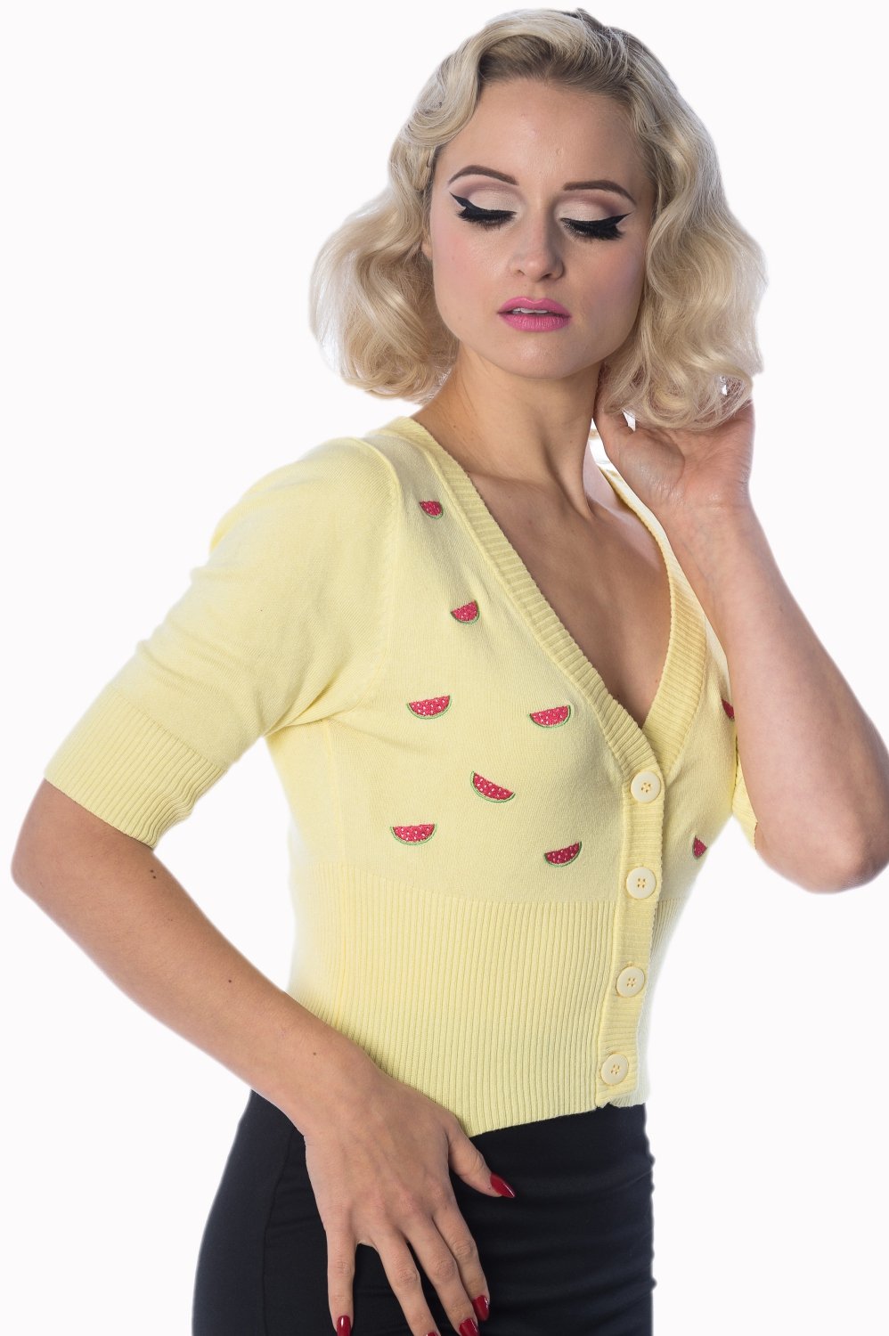 50s Watermelon Cardigan In Yellow