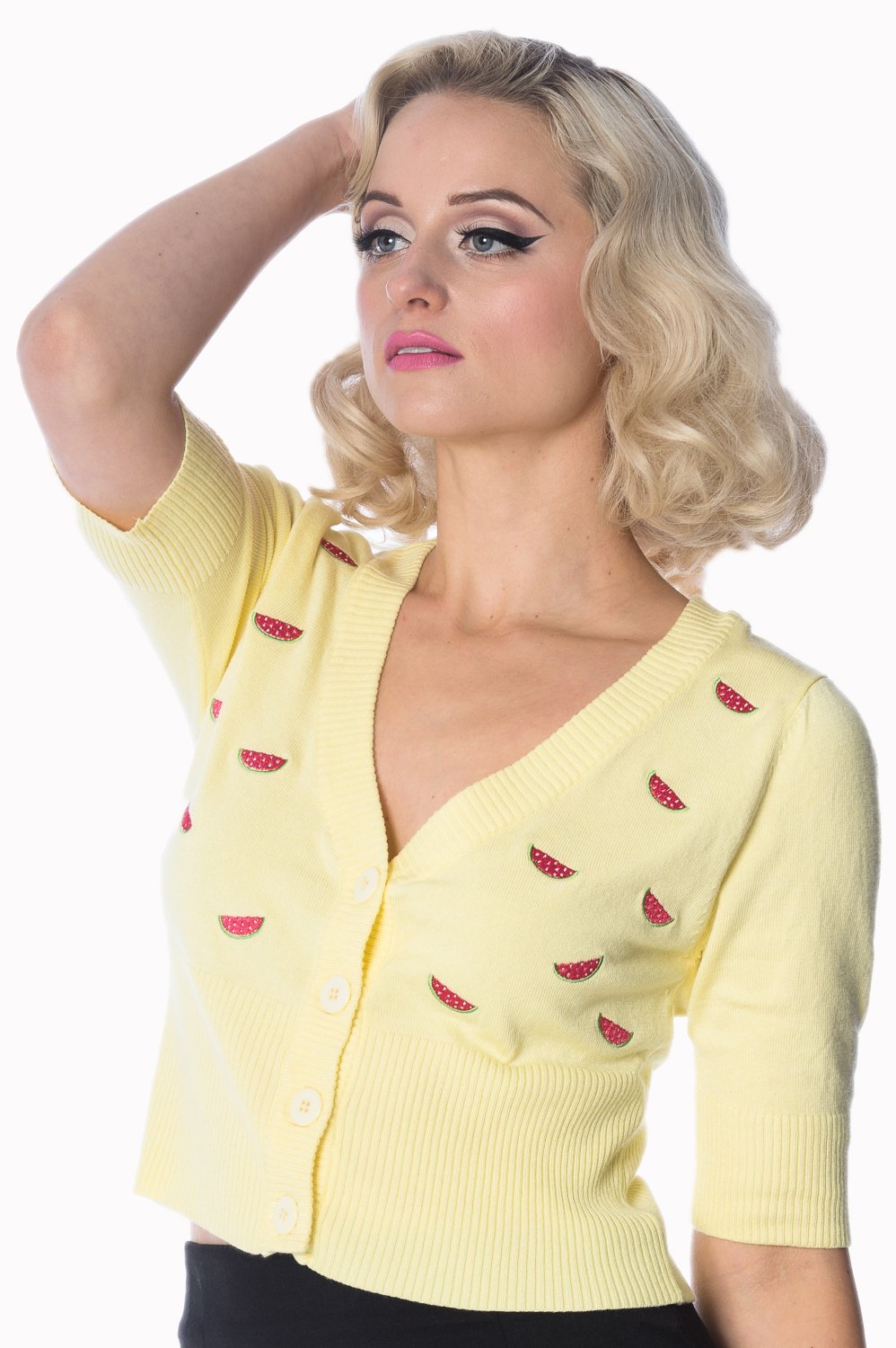 50s Watermelon Cardigan In Yellow